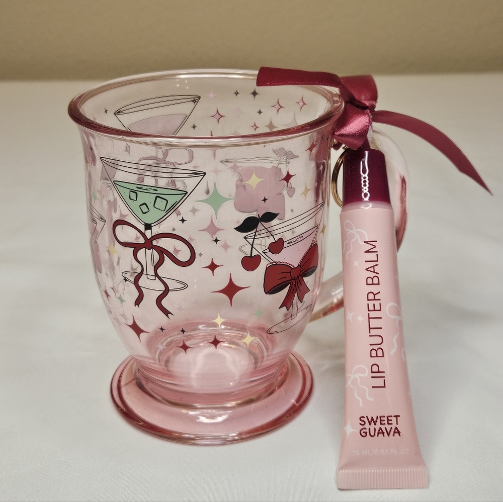 Cocktail Glass Mug Gift Set | Sweet Guava Lip Butter Balm | NEW